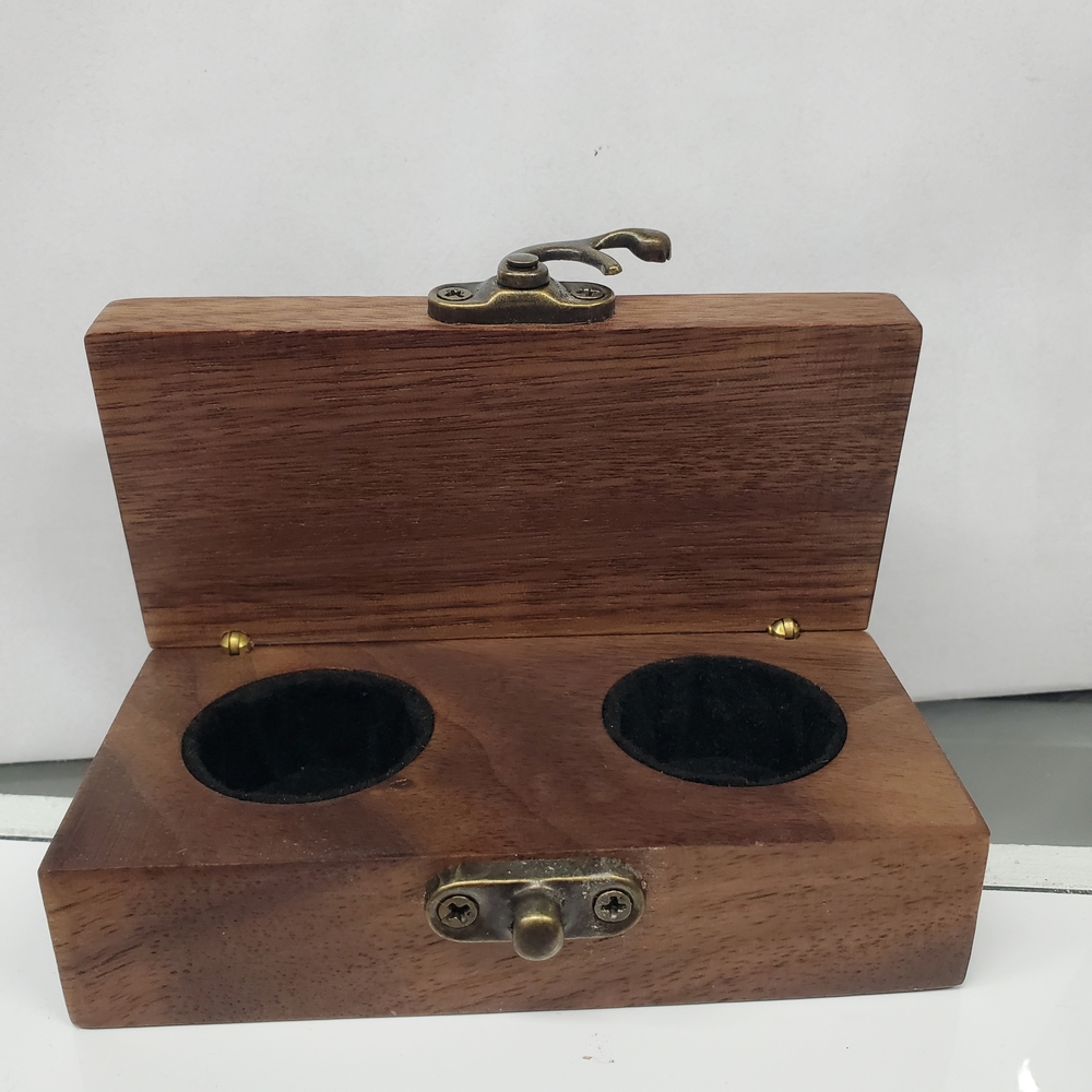 Wooden Ring Box with Brass Accents